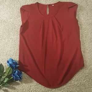 Gathered Neck Curved Hem Blouse